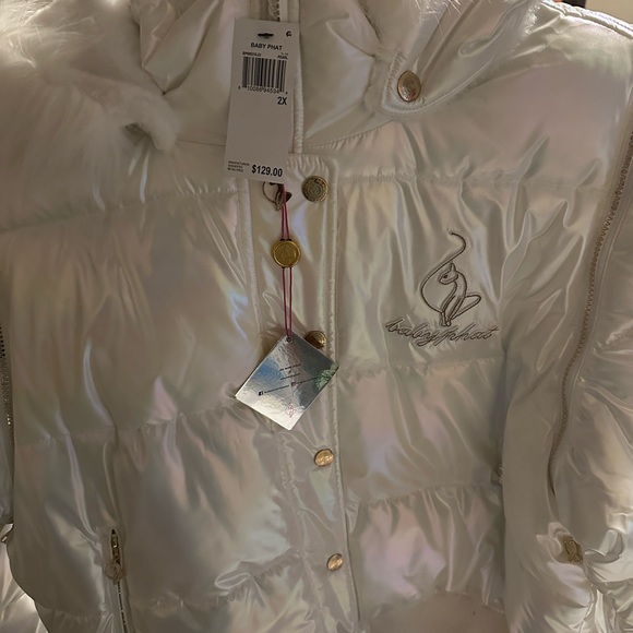 Baby Phat White Puffer Jacket Iridescent Shine - Picture 4 of 5